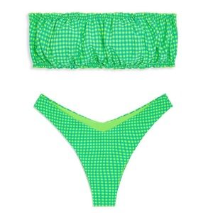 NWT WeWoreWhat Neon Green/Ocean Blue Bikini